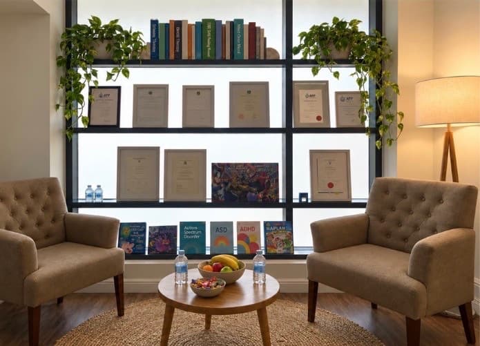 A calm setting that reflects a collaborative, unhurried approach to therapy